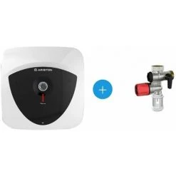 ARISTON THERMO Ariston Andris Lux Chauffe Eau électrique Compact 44.7x41cm Sur évier, 30L, Blanc + Groupe De Sécurité Raccordement Femelle Ø 3/4”