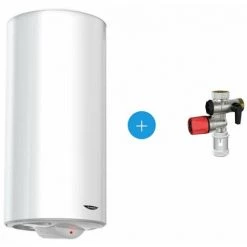 ARISTON THERMO Ariston Sageo Chauffe-eau électrique Vertical 56x128cm, Capacité 200L, Blanc + Groupe De Sécurité Raccordement Femelle Ø 3/4”