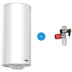 ARISTON THERMO Ariston Sageo Chauffe-eau électrique Vertical 56x128cm, Capacité 200L, Blanc + Groupe De Sécurité Raccordement Femelle Ø 3/4”