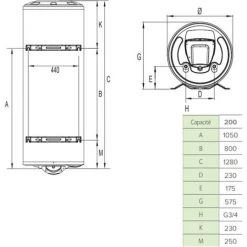 ARISTON THERMO Ariston Sageo Chauffe-eau électrique Vertical 56x128cm, Capacité 200L, Blanc + Groupe De Sécurité Raccordement Femelle Ø 3/4” -ARISTON THERMO Soldes 60565128 3